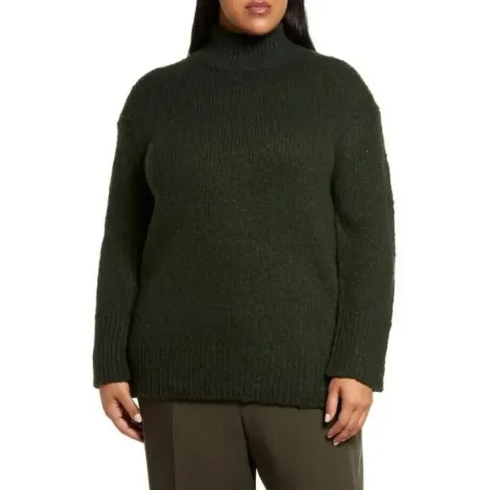 Nwt Vince Green Mock Neck Wool Blend Sweater